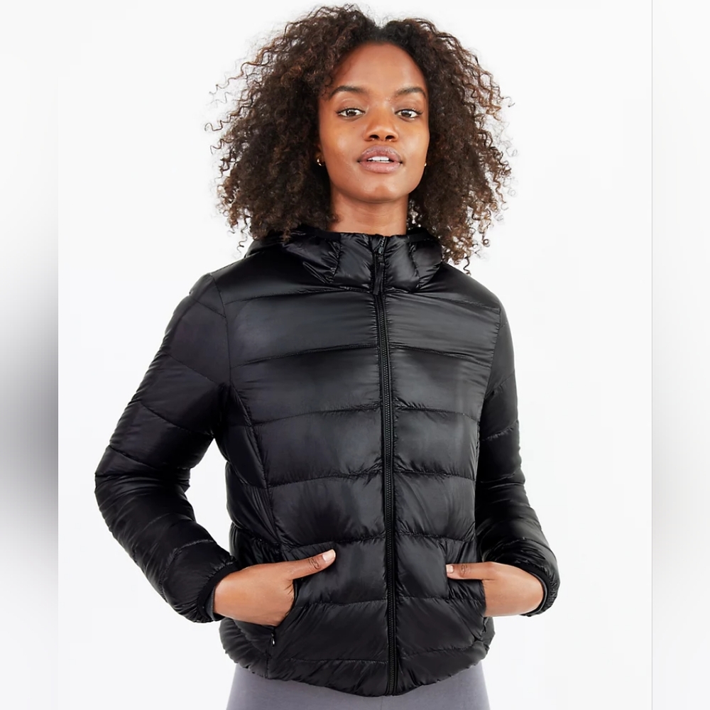 Aritzia Black TNA Fuzzy Fleece Lined Puffer Jacket